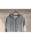 Engineered 4 Bar Diagonal Zip Up Hoodie Light Grey - THOM BROWNE - BALAAN 4