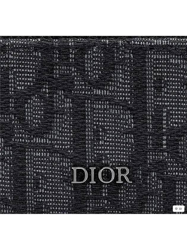 Oblique Jacquard Grain Leather Card Wallet Black - DIOR - BALAAN 4