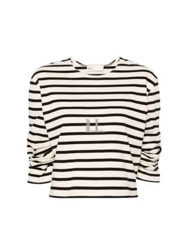 Scrunched Short Sleeve T-Shirt Ivory Black - TORY BURCH - BALAAN 2