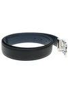 Double Gancini Reversible Leather Belt Black Fiore Blue - SALVATORE FERRAGAMO - BALAAN 4