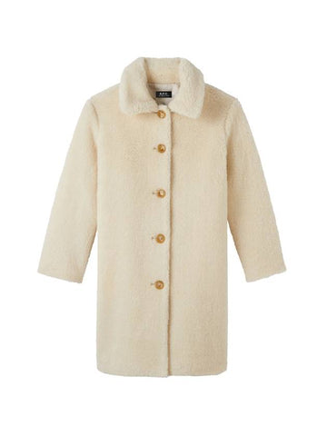 Katerine Wool Shearling Single Coat Ecru - A.P.C. - BALAAN 1