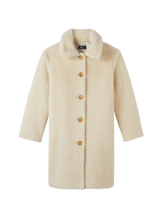 Katerine Wool Shearling Single Coat Ecru - A.P.C. - BALAAN 1