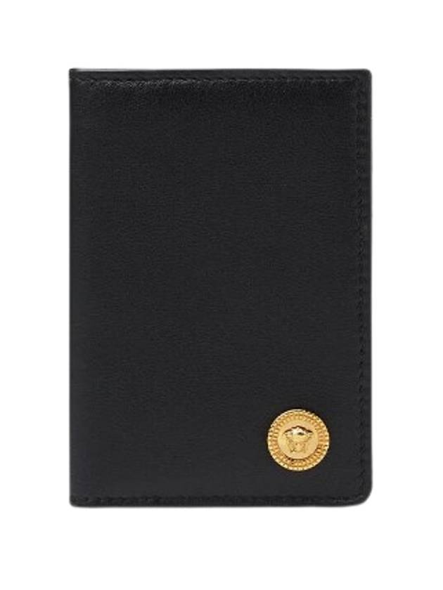 Gold Medusa Bifold Card Holder Black - VERSACE - BALAAN.