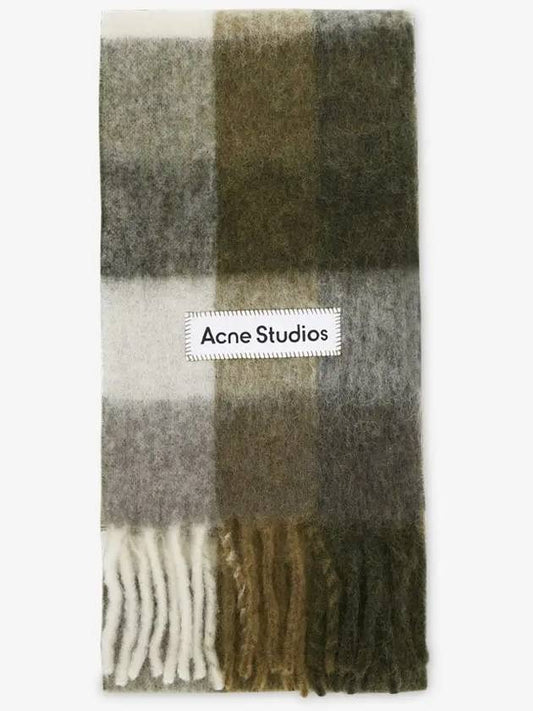 Acne Men's Mohair Check Taupe Green Black Muffler CA0084 DID - ACNE STUDIOS - BALAAN 2