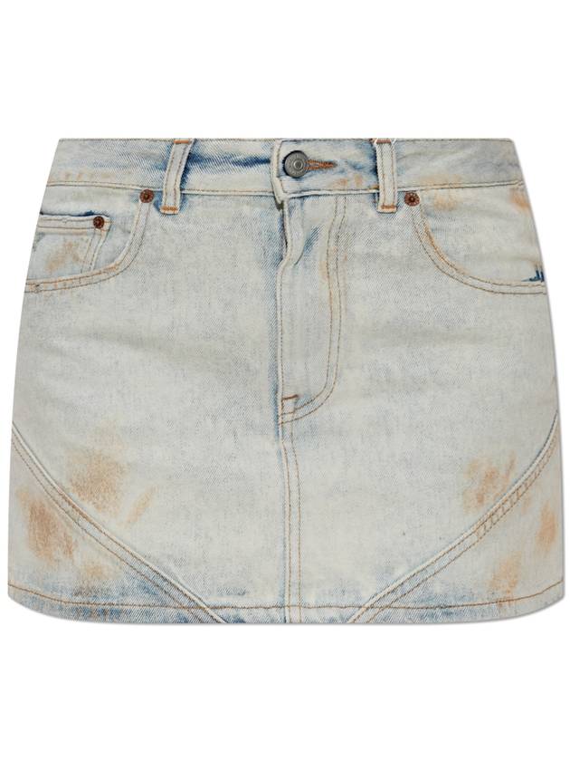 MM6 Maison Margiela Denim Skirt With Vintage Effect, Women's, Light Blue - MAISON MARGIELA - BALAAN 1