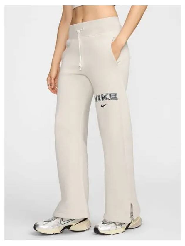 Sportswear Phoenix Fleece High Waist Logo Wide Pants Light Orewood White - NIKE - BALAAN 2