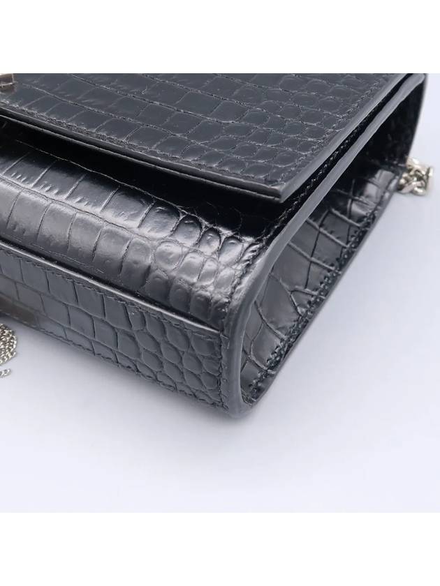 474366 Black Crocodile Silver Monogram Kate Tassel Cross Bag - SAINT LAURENT - BALAAN 4