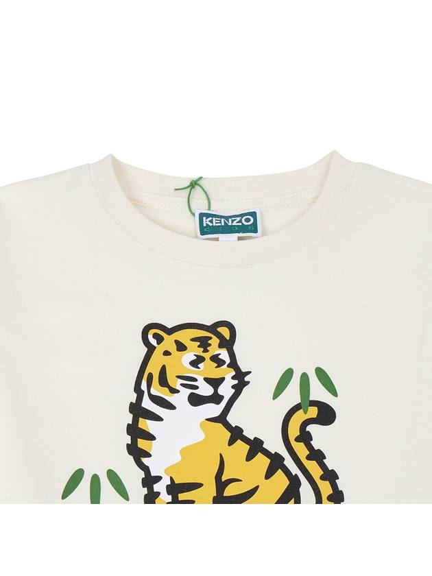 Kids Tiger Long Sleeve T-Shirt White - KENZO - BALAAN 4