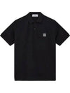 Compass Patch Short Sleeve Polo Shirt Black - STONE ISLAND - BALAAN 2