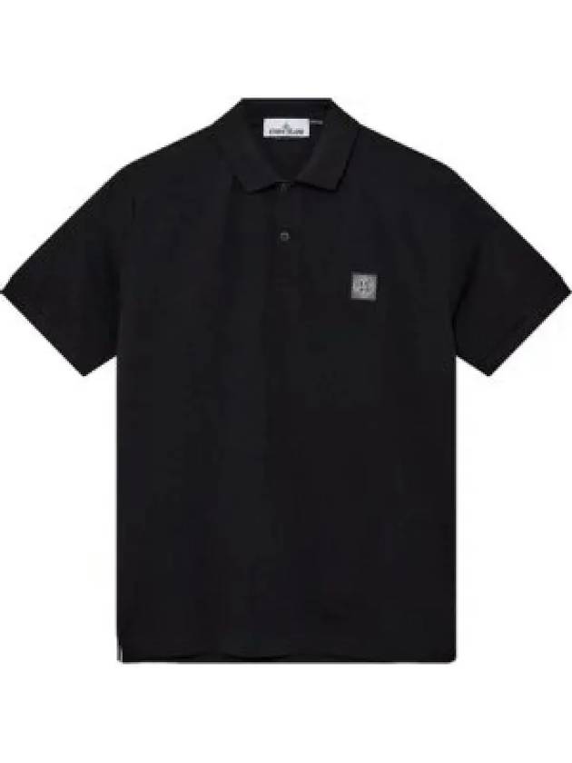 Compass Patch Short Sleeve Polo Shirt Black - STONE ISLAND - BALAAN 2