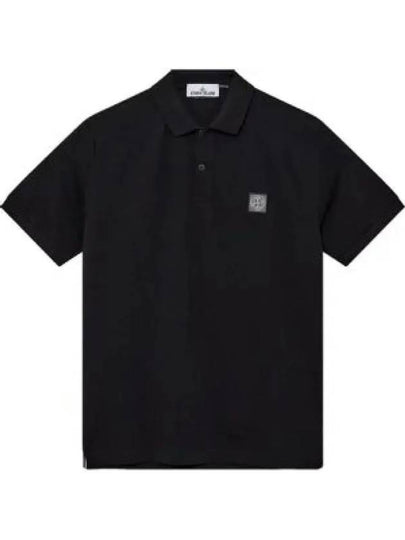 Compass Patch Short Sleeve Polo Shirt Black - STONE ISLAND - BALAAN 2