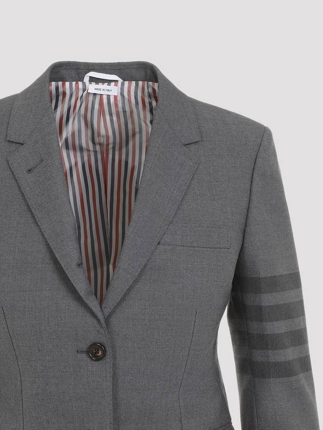 Women's Diagonal Stripe Single Breasted Wool Blazer Jacket Grey - THOM BROWNE - BALAAN 5