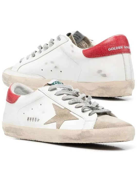 Superstar Suede Toe Red Tab Low Top Sneakers White - GOLDEN GOOSE - BALAAN.