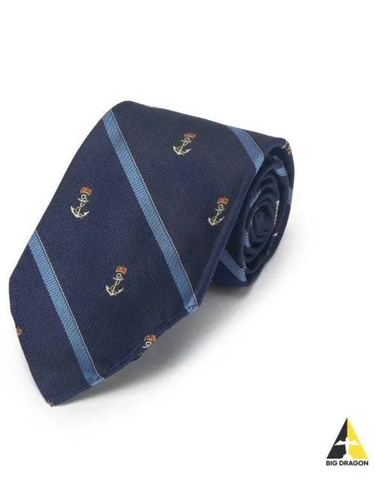 Vintage Style Anchor Stripe Silk Tie Navy - POLO RALPH LAUREN - BALAAN 1