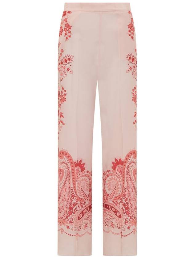 floral print silk straight pants pink - ETRO - BALAAN 2