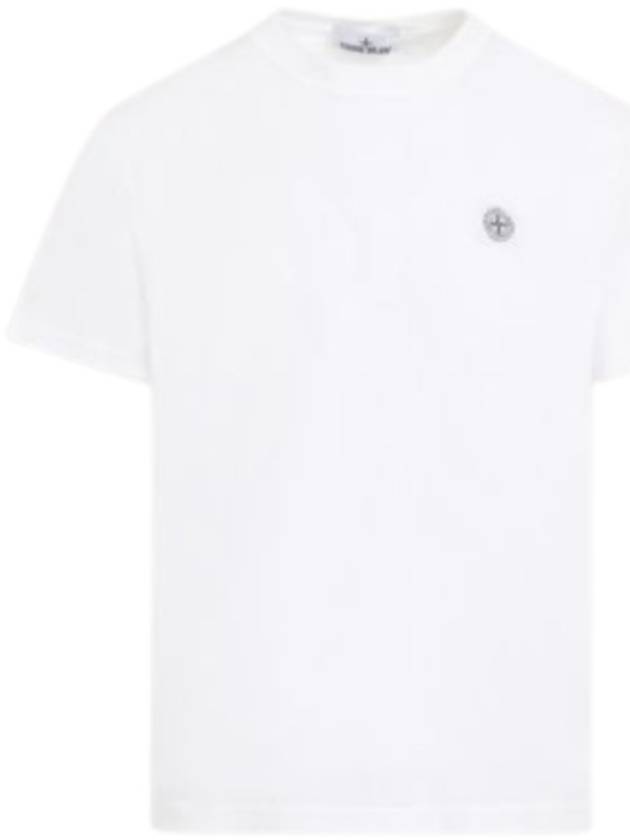 Stone Island 23757 Short Sleeve Organic Cotton T Shirt White 801523757000 A0001 - STONE ISLAND - BALAAN 1