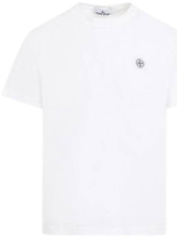 Stone Island 23757 Short Sleeve Organic Cotton T Shirt White 801523757000 A0001 - STONE ISLAND - BALAAN 1