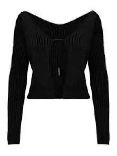 La Maille Pralu Longue Micro Charm Logo Cardigan Black - JACQUEMUS - BALAAN 2