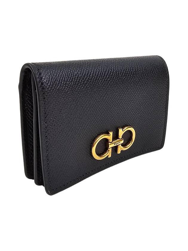 Gancini Leather Card Wallet Black - SALVATORE FERRAGAMO - BALAAN 4