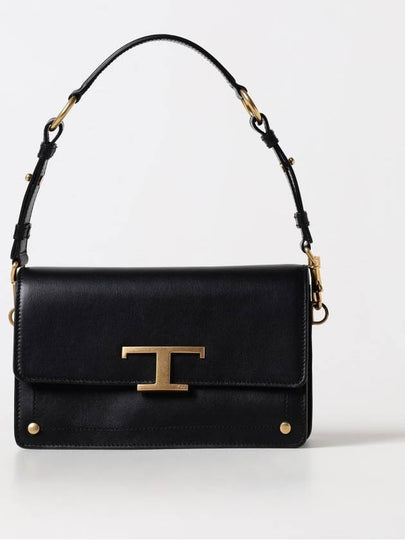 Timeless T Logo Small Satchel Shoulder Bag Black - TOD'S - BALAAN 2