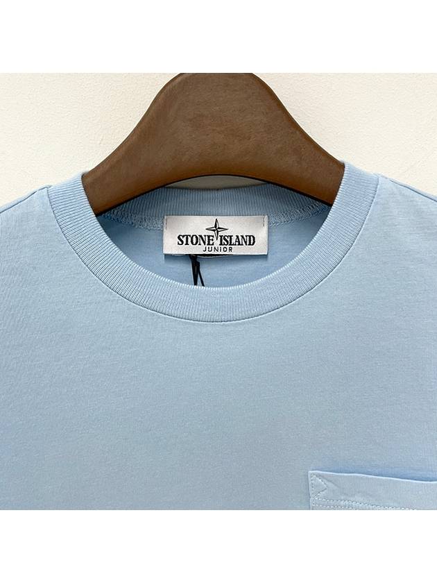 Kids Logo Patch Pocket Short Sleeve T Shirt 6 8 Blue 801620347 V0040 - STONE ISLAND - BALAAN 3