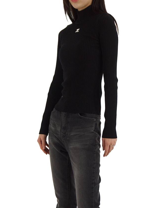 Mockneck Rib Knit Top Black - COURREGES - BALAAN 4