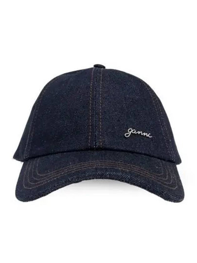 Logo Plaque Denim Ball Cap Dark Navy - GANNI - BALAAN 2