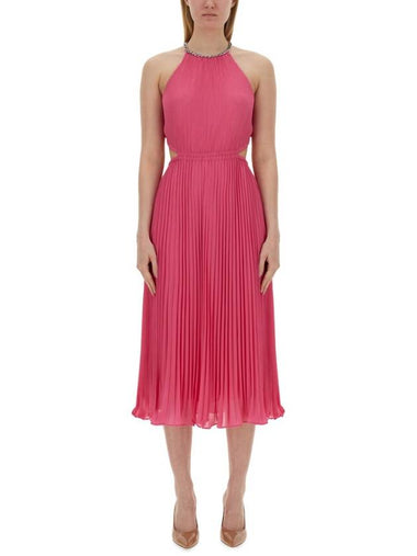 PLEATED GEORGETTE DRESS WITH CUT-OUT DETAILS - MICHAEL KORS - BALAAN 1