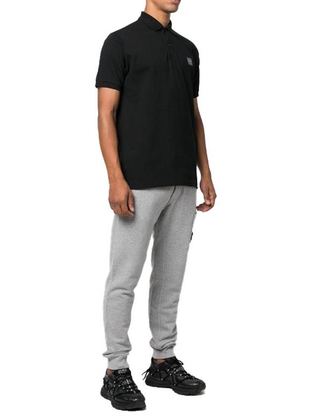 Pique Stretch Cotton Short Sleeve Polo Shirt Black - STONE ISLAND - BALAAN 4