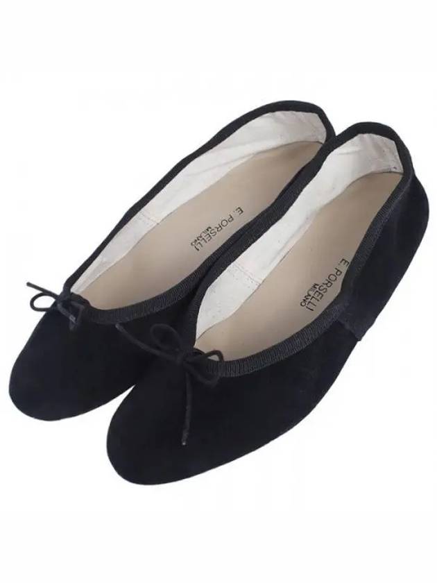 Women s leather flat shoes black suede PO DS C01 1120727 - PORSELLI - BALAAN 1