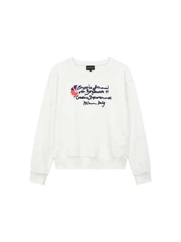 Women s Embroidered Lettering Cotton Sweatshirt Cream 271338 - EMPORIO ARMANI - BALAAN 1