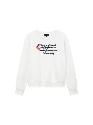 Women s Embroidered Lettering Cotton Sweatshirt Cream 271338 - EMPORIO ARMANI - BALAAN 1