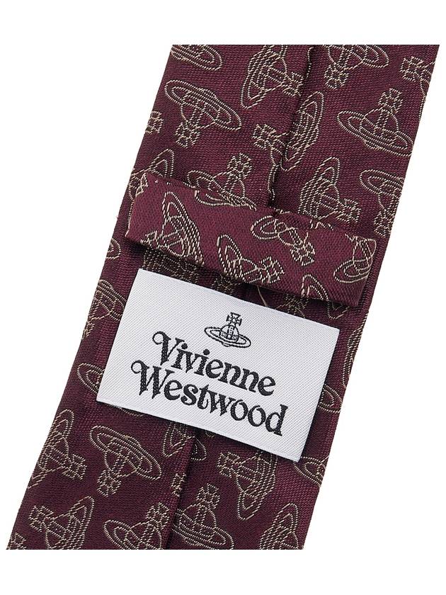 All Over Logo Jacquard Silk Tie Burgundy - VIVIENNE WESTWOOD - BALAAN 9