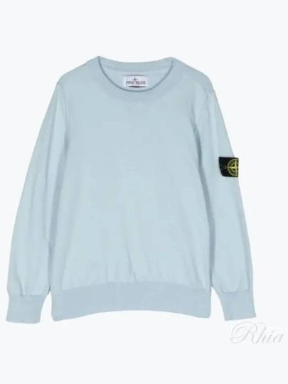 Kids 501B2 Crew Neck Organic Soft Cotton Knit Top Blue - STONE ISLAND - BALAAN 2