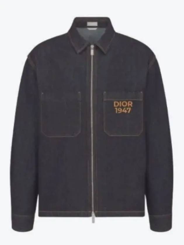 Homme Men Embroidered Logo Denim Jacket Navy - DIOR - BALAAN 2