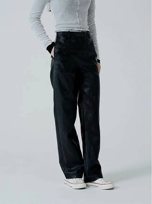 Straight fit leather pants - PINBLACK - BALAAN 2