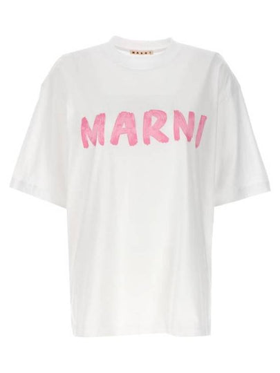 Logo Lettering Boxy Fit Short Sleeve T-Shirt White - MARNI - BALAAN 2