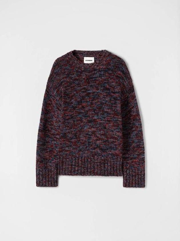 Crew Neck Knit Wool Knit Top Dark Red - JIL SANDER - BALAAN 2