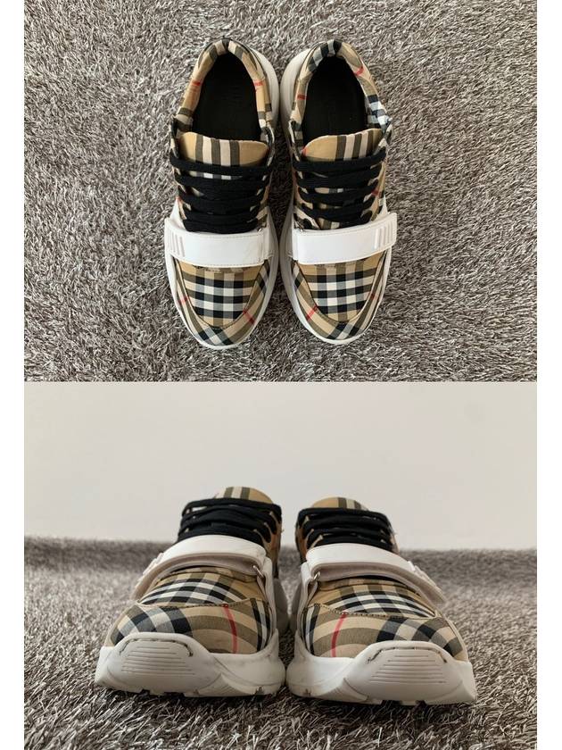 Check Velcro Cotton Canvas Sneakers 40 5 255 - BURBERRY - BALAAN 2