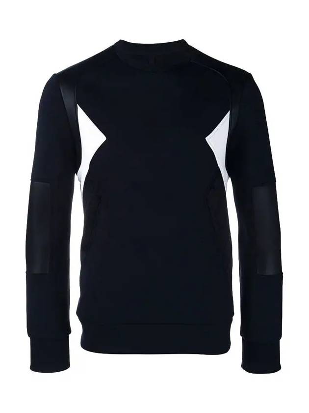 Embossed Leather Round Neck Sweatshirt Navy - NEIL BARRETT - BALAAN 3