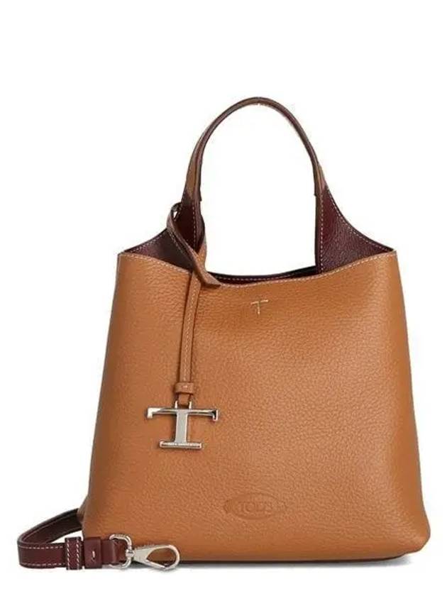 Logo Mini Leather Tote Bag Brown - TOD'S - BALAAN 2