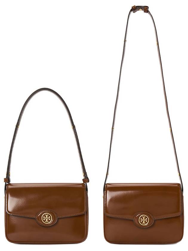 Robinson Spazzolato Convertible Logo Shoulder Bag Marone - TORY BURCH - BALAAN 7