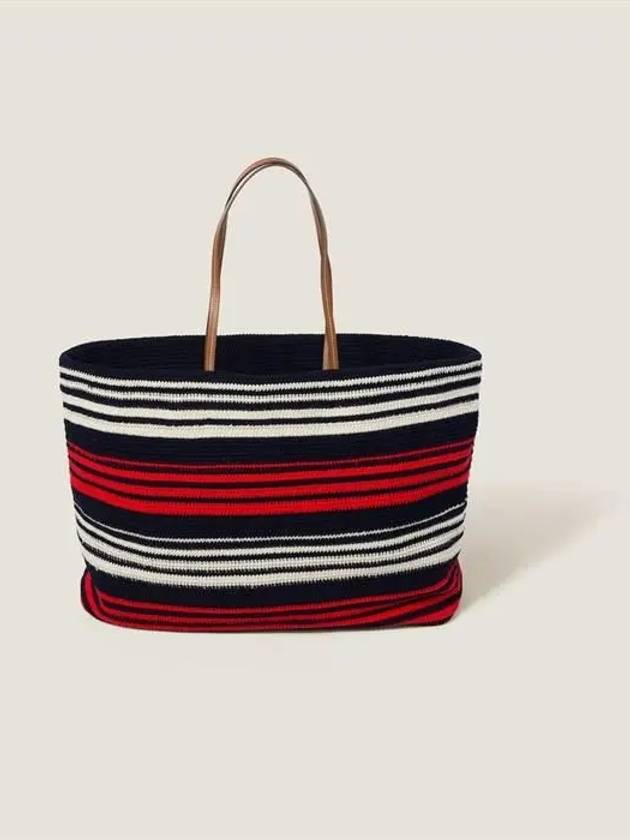 Logo Patch Stripe Fabric Tote Bag - MIU MIU - BALAAN 4