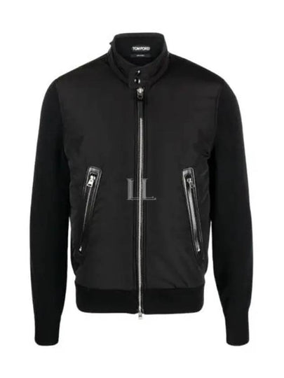 Men's Nylon Zip-Up Jacket Black - TOM FORD - BALAAN 2