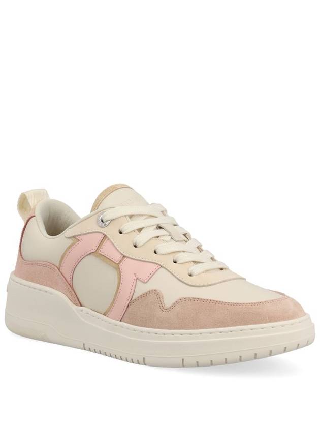 Gancini Leather Low Top Sneakers Pink - SALVATORE FERRAGAMO - BALAAN 3