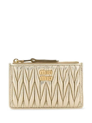 Matelasse Leather Envelope Card Wallet Pyrite - MIU MIU - BALAAN 1