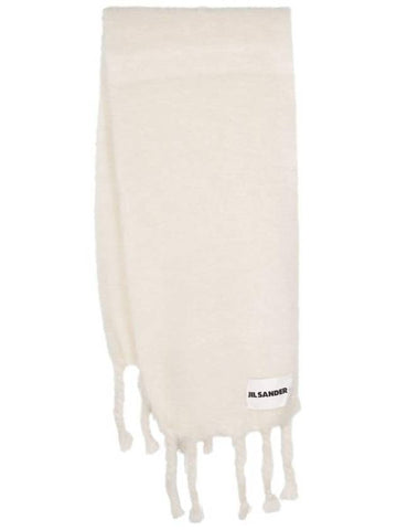 Logo label mohair muffler white - JIL SANDER - BALAAN 1