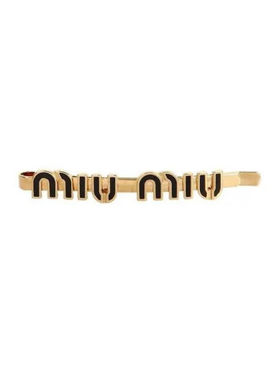 Enamel Metal Hair Clip Gold Black - MIU MIU - BALAAN 2