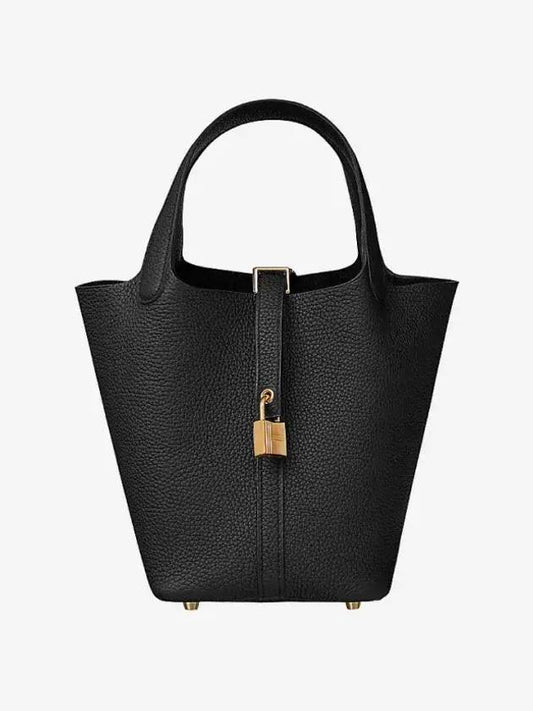 Picotin Rock 18 Tote Bag Black Gold - HERMES - BALAAN 2