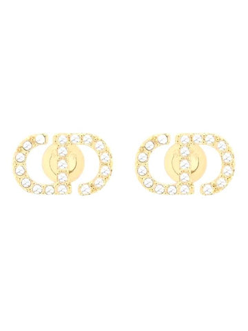 Petit CD Crystal Mini Stud Earrings Gold - DIOR - BALAAN 1